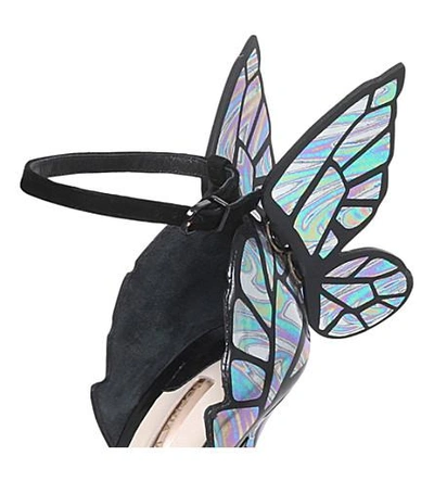 Shop Sophia Webster Chiara Suede Butterfly Heeled Sandals In Black/comb
