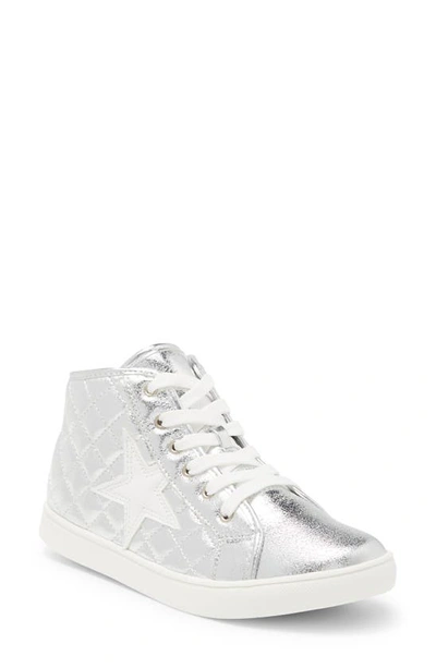 Shop Nina Kids' Evee Fashion Athletic High Top Sneaker In Silver Crackle
