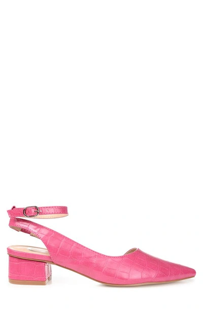 Shop Journee Collection Keefa Croc Embossed Ankle Strap Pump In Magenta