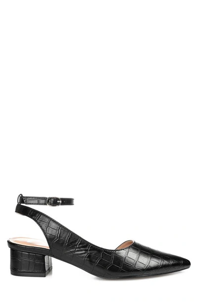 Journee Collection Keefa Croc Embossed Pointed Toe Pump In Black