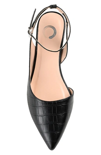 Journee Collection Keefa Croc Embossed Pointed Toe Pump In Black