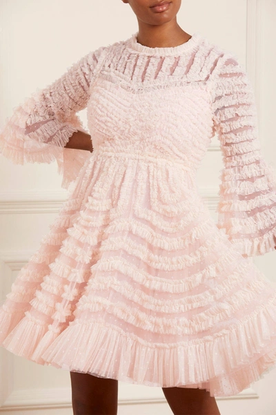 Shop Needle & Thread La Vie En Rose Round Neck Mini Dress In Pink