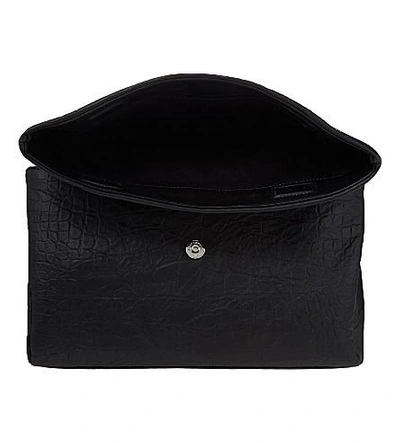 Shop Saint Laurent West Hollywood Monogram Crocodile-embossed Leather Shoulder Bag In Black