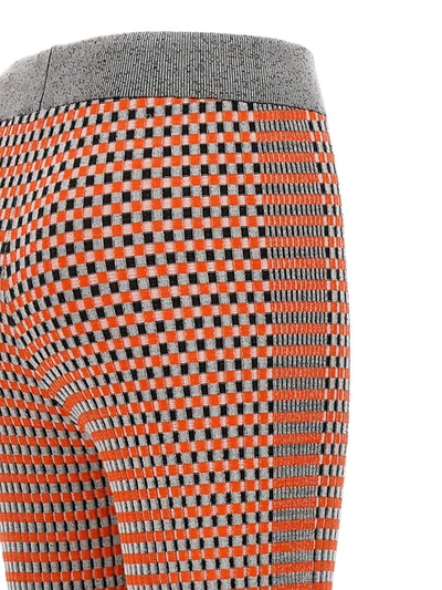 Rabanne Jacquard Checkered Flared Trousers With Buttoned Waistband In Multicolor