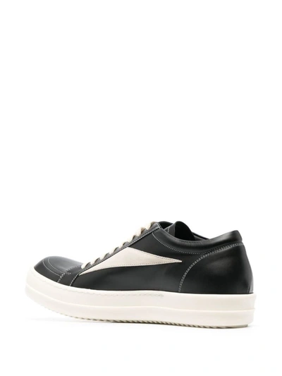 Shop Rick Owens Vintage Low-top Leather Sneakers In Black/milk/milk