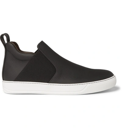 Lanvin Full-grain Leather High-top Sneakers In Black