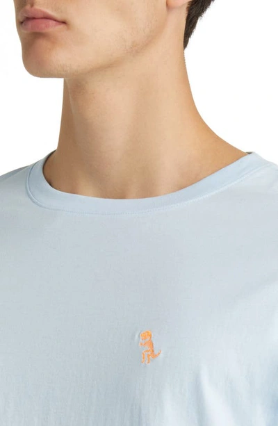 Shop Jared Lang T-rex Embroidered Cotton T-shirt In Sea Foam