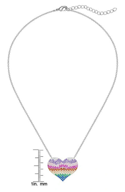 Lily Nily Kids' Rainbow Cubic Zirconia Heart Pendant Necklace In Multi Silver