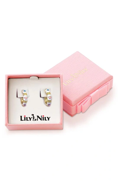 Lily Nily Kids' Heart Hoop Earrings In White