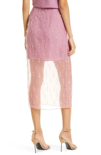 Shop Cinq À Sept Marta Crystal Drop Silk Skirt In Faded Violet