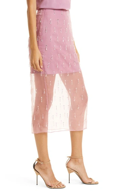 Shop Cinq À Sept Marta Crystal Drop Silk Skirt In Faded Violet