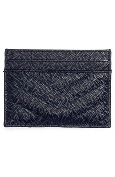 Shop Saint Laurent Monogram Leather Credit Card Case In Blue