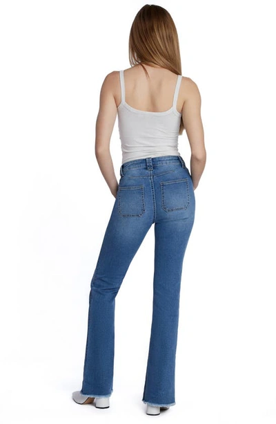 Shop Hint Of Blu Patch Pocket Flare Jeans In Atlantic Blue