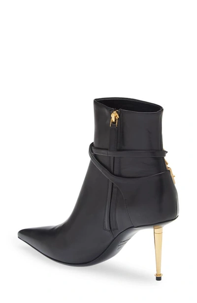 Shop Tom Ford Padlock Pointed Toe Bootie In Black