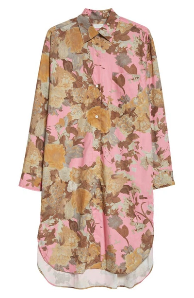 Shop Dries Van Noten Dayley Floral Long Sleeve Shirt Dress In Pink 305