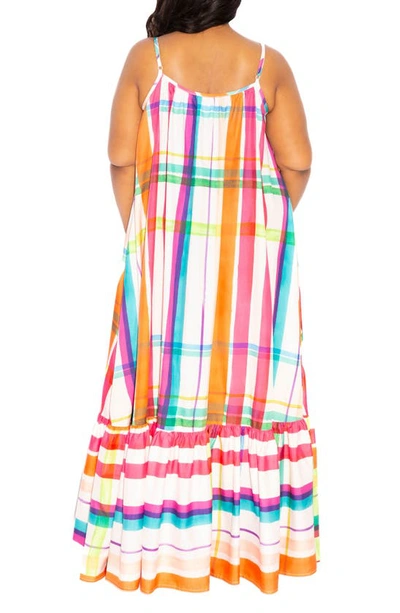 Shop Buxom Couture Plaid Maxi Dress In Pink Multi