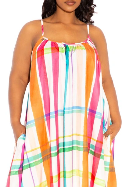 Shop Buxom Couture Plaid Maxi Dress In Pink Multi