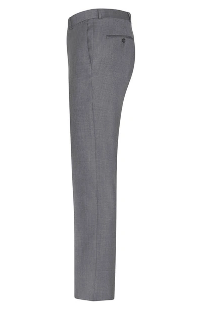 Shop Samuelsohn Flat Front Super 130s Wool Pants In Mid Grey