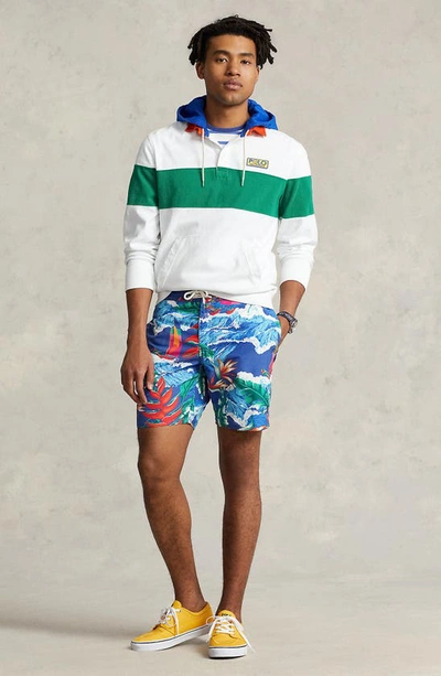 Shop Polo Ralph Lauren Tropical Print Swim Trunks In Seabreeze Tropical