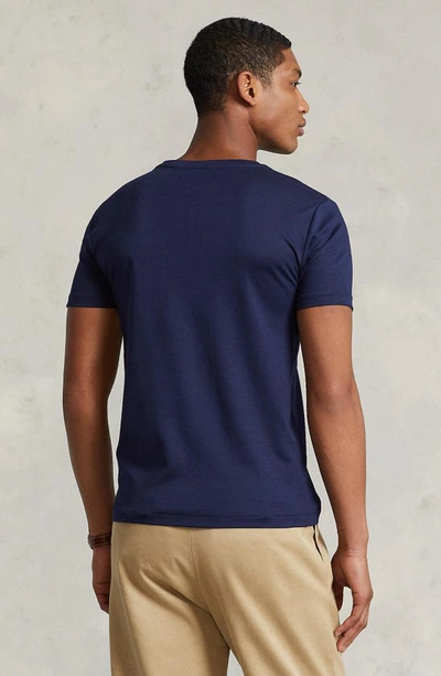 Shop Polo Ralph Lauren Solid Crewneck T-shirt In French Navy