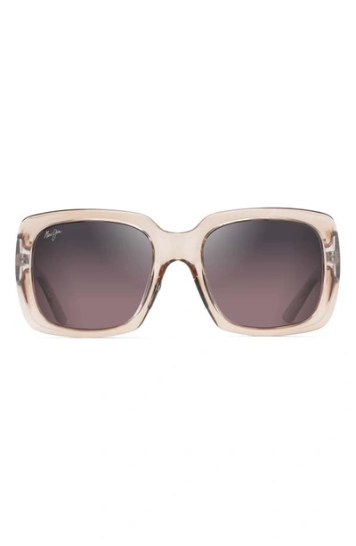 Shop Maui Jim Two Steps 55mm Polarizedplus2® Square Sunglasses In Transparent Pink