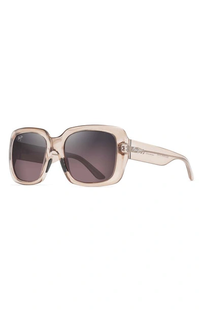 Maui Jim Polarized Oversized Square Sunglasses, 55mm In Transparent Pink
