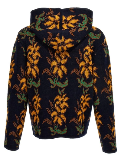 Shop Etro Jacquard Hooded Sweater In Multicolor
