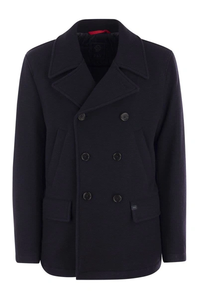 Shop Fay Wool Coat In Navy Blue