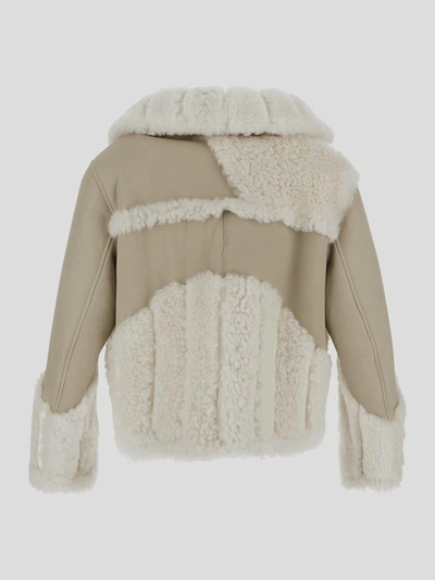 Shop Tom Ford Shearling & Leather Patchwork Biker Jacket In Cream White