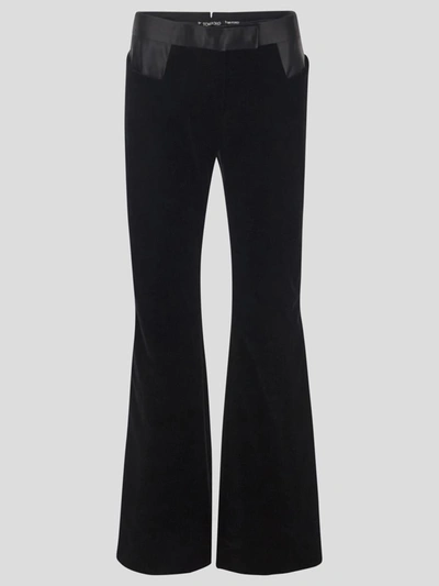 Shop Tom Ford Tuxedo Velvet Flared Trousers In Black