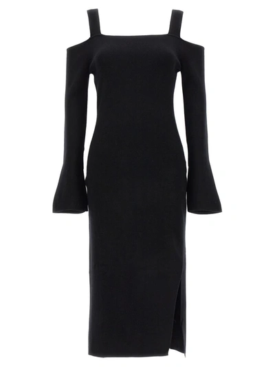 Shop Twinset Off-shoulder Knit Dress In Black