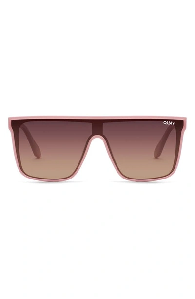 Shop Quay Nightfall 52mm Polarized Shield Sunglasses In Blush/ Brown Polarized