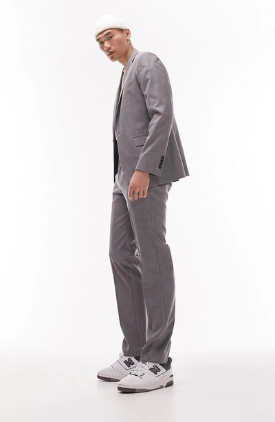 Shop Topman Slim Fit Windowpane Stretch Suit Jacket In Grey