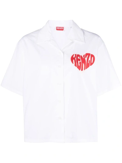 Shop Kenzo Heart Logo-print Shirt In White