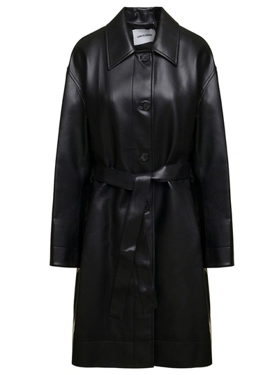 Shop Low Classic Leather Coat In Black