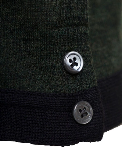 Shop Thom Browne Short Sleeve Tee W/ Contrast Trims In Wool Rib In Green