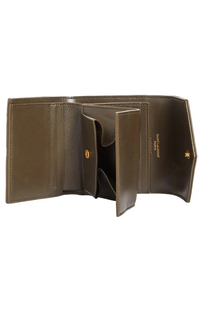 Saint Laurent Monogram Matelassé Leather Trifold Wallet In Light Musk