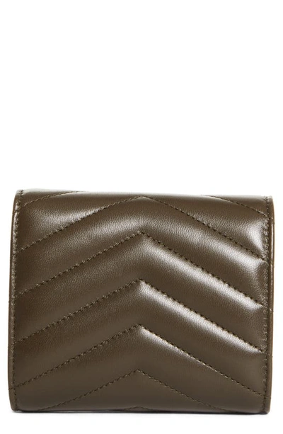 Saint Laurent Monogram Matelassé Leather Trifold Wallet In Light Musk