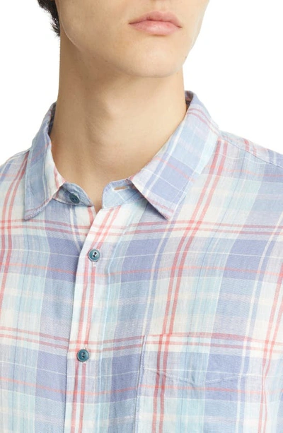 Shop Rails Havana Plaid Linen Button-up Shirt In Lavender Aqua Crimson