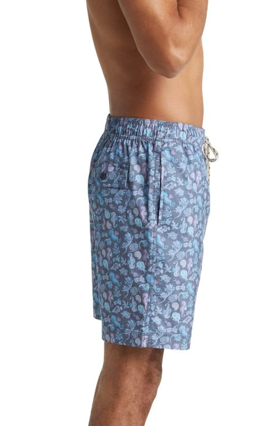 Shop Rails Kian Print Swim Trunks In Blue Miami Cove