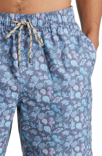 Rails Kian Drawstring 8.25 Printed Swim Trunks In Blue Miami Cove