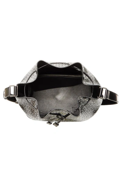 Saint Laurent Paris Vii Medium Croc-effect Patent-leather Bucket Bag In Noir