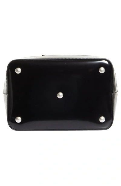 Saint Laurent Paris Vii Medium Croc-effect Patent-leather Bucket Bag In Noir