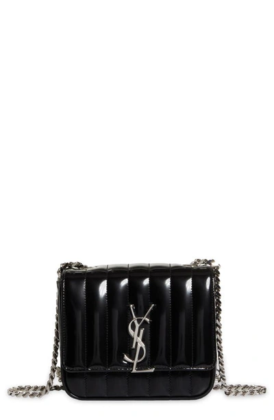 Shop Saint Laurent Small Vicky Quilted Crossbody Bag In Noir