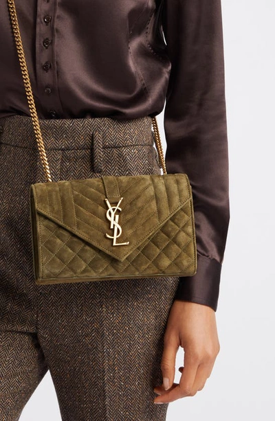 Yves Saint Laurent Medium Envelope Matelasse Suede Crossbody Bag