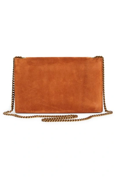 Shop Saint Laurent Medium Kate Suede Shoulder Bag In Camel