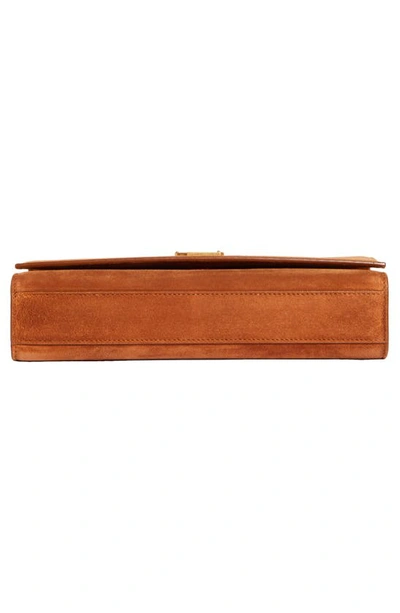 Saint Laurent Medium Kate Suede Shoulder Bag In Camel