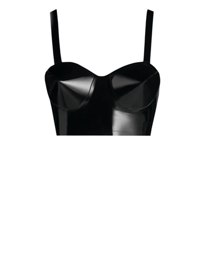 Shop Maison Margiela Patent Balconette Bra In Black