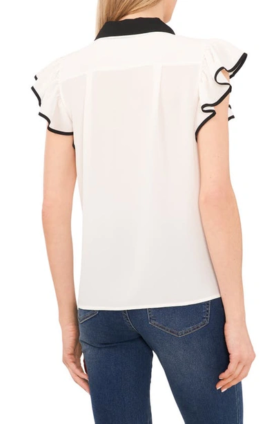 Cece Flutter Sleeve Blouse In New Ivory