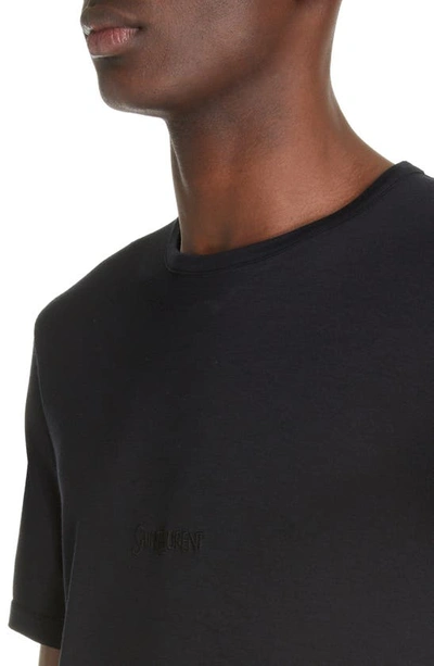 Shop Saint Laurent Embroidered Logo T-shirt In Noir